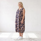 Damen Kleid Lagenlook Viskose Marine/Rose, Ballonschnitt, ärmellos, Flügeltaschen, Oversize große Größen – AKH Fashion
