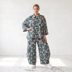 Damen Hose Lagenlook Viskose Petrol/Rose, Ballonschnitt, Elastikbund, Oversize große Größen – AKH Fashion