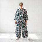 Damen Hose Lagenlook Viskose Petrol/Rose, Ballonschnitt, Elastikbund, Oversize große Größen – AKH Fashion