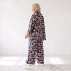 Damen Hose Lagenlook Viskose Marine/Rose, Ballonschnitt, Elastikbund, Oversize große Größen – AKH Fashion