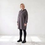 Damen Hoody Lagenlook Baumwolle Anthrazit, gerader Schnitt, Kapuze, Oversize große Größen – Rafay