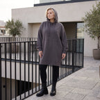 Damen Hoody Lagenlook Baumwolle Anthrazit, gerader Schnitt, Kapuze, Oversize große Größen – Rafay