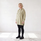 Damen Hoody Lagenlook Baumwolle Beige, gerade Form, Reißverschluss, Oversize große Größen – Rafay