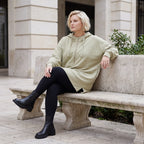 Damen Hoody Lagenlook Baumwolle Beige, gerade Form, Reißverschluss, Oversize große Größen – Rafay