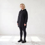 Damen Hoody Lagenlook Baumwolle Schwarz, gerader Schnitt, Reißverschluss, Oversize große Größen – Rafay