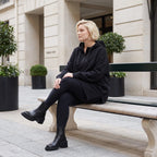 Damen Hoody Lagenlook Baumwolle Schwarz, gerader Schnitt, Reißverschluss, Oversize große Größen – Rafay