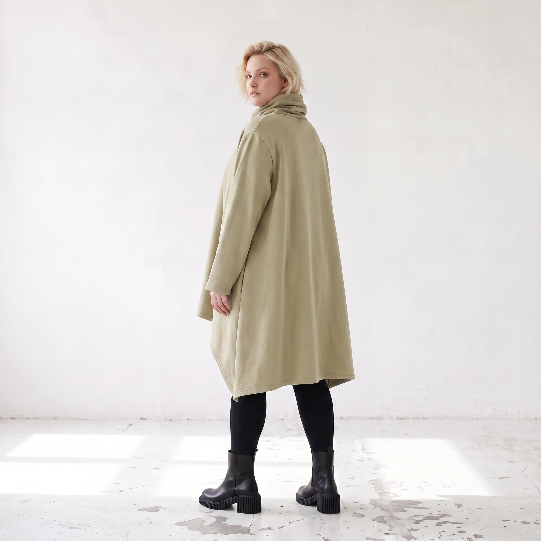 Damen Shirt Lagenlook Baumwolle Beige, Vokuhila, Langarm, Daumenloch, Oversize große Größen – Rafay