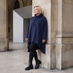 Damen Shirt Lagenlook Baumwolle Dunkelblau, Vokuhila, Langarm, Daumenloch, Oversize große Größen – Rafay