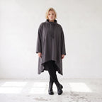 Damen Shirt Lagenlook Baumwolle Dunkelgrau, Vokuhila, Langarm, Daumenloch, Oversize große Größen – Rafay