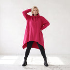 Damen Shirt Lagenlook Baumwolle Pink, Vokuhila, Langarm, Daumenloch, Oversize große Größen – Rafay