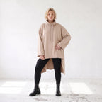 Damen Shirt Lagenlook Baumwolle Sand, Vokuhila, Langarm, Daumenloch, Oversize große Größen – Rafay