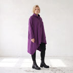 Damen Shirt Lagenlook Baumwolle Lila, Vokuhila, Langarm, Nahttaschen, Oversize große Größen – Rafay