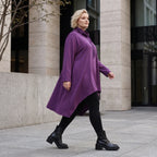Damen Shirt Lagenlook Baumwolle Lila, Vokuhila, Langarm, Nahttaschen, Oversize große Größen – Rafay