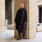 Damen Shirt Lagenlook Baumwolle Schwarz, Vokuhila, Langarm, Daumenloch, Oversize große Größen – Rafay