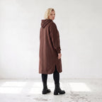 Kapuzenjacke in Schokobraun aus Baumwolle mit geradem Schnitt aus weichem French Terry