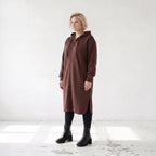 Kapuzenjacke in Schokobraun aus Baumwolle mit geradem Schnitt aus weichem French Terry