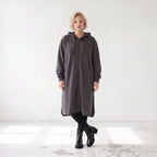 Dunkelgraue Kapuzenjacke aus weicher Baumwolle in Fleece French Terry mit Reißverschluss