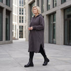 Dunkelgraue Kapuzenjacke aus weicher Baumwolle in Fleece French Terry mit Reißverschluss