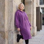 Damen Jacke Lagenlook Baumwolle Lila, gerader Schnitt, Langarm, Reißverschluss, Oversize große Größen – Rafay