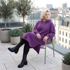 Damen Jacke Lagenlook Baumwolle Lila, gerader Schnitt, Langarm, Reißverschluss, Oversize große Größen – Rafay