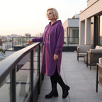 Damen Jacke Lagenlook Baumwolle Lila, gerader Schnitt, Langarm, Reißverschluss, Oversize große Größen – Rafay