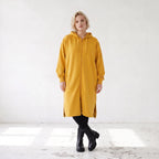 Kapuzenjacke in Senfgelb aus Baumwolle mit French Terry Fleece geradem Schnitt Basic