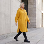 Kapuzenjacke in Senfgelb aus Baumwolle mit French Terry Fleece geradem Schnitt Basic