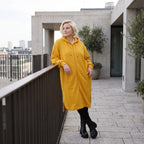 Kapuzenjacke in Senfgelb aus Baumwolle mit French Terry Fleece geradem Schnitt Basic