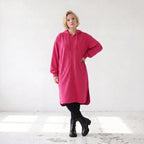 Kapuzenjacke aus reiner Baumwolle in zartem Pink mit geradem Schnitt aus French Terry