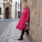 Kapuzenjacke aus reiner Baumwolle in zartem Pink mit geradem Schnitt aus French Terry