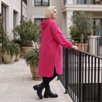 Kapuzenjacke aus reiner Baumwolle in zartem Pink mit geradem Schnitt aus French Terry
