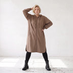 Braune Kapuzenjacke aus Baumwolle in French Terry mit Reißverschluss und Seitentaschen