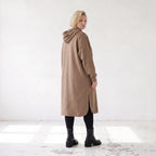 Braune Kapuzenjacke aus Baumwolle in French Terry mit Reißverschluss und Seitentaschen