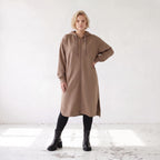 Braune Kapuzenjacke aus Baumwolle in French Terry mit Reißverschluss und Seitentaschen