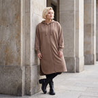 Braune Kapuzenjacke aus Baumwolle in French Terry mit Reißverschluss und Seitentaschen