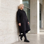 Damen Hoody Lagenlook Baumwolle Schwarz, gerader Schnitt, Kapuze, Oversize große Größen – Rafay