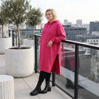 Damen Hoody Lagenlook Baumwolle Pink, gerader Schnitt, Langarm, Kapuze, Oversize große Größen – Rafay