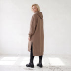 Damen Hoody Lagenlook Baumwolle Braun, gerader Schnitt, Langarm, Kapuze, Oversize große Größen – Rafay