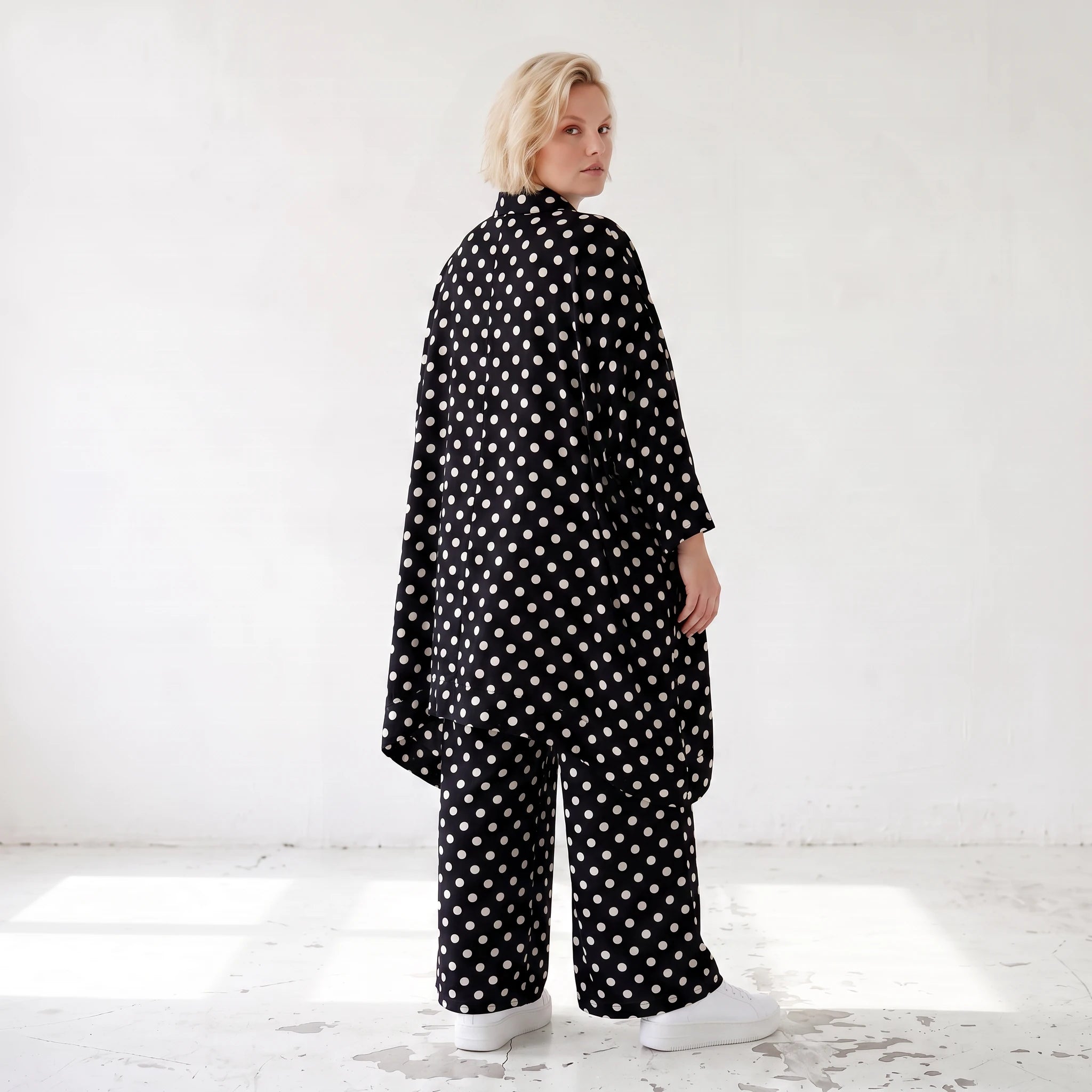 Damen Bluse Lagenlook Viskose Schwarz/Weiß, A-Linie, Streifen, Knopfleiste, Oversize große Größen – AKH Premium