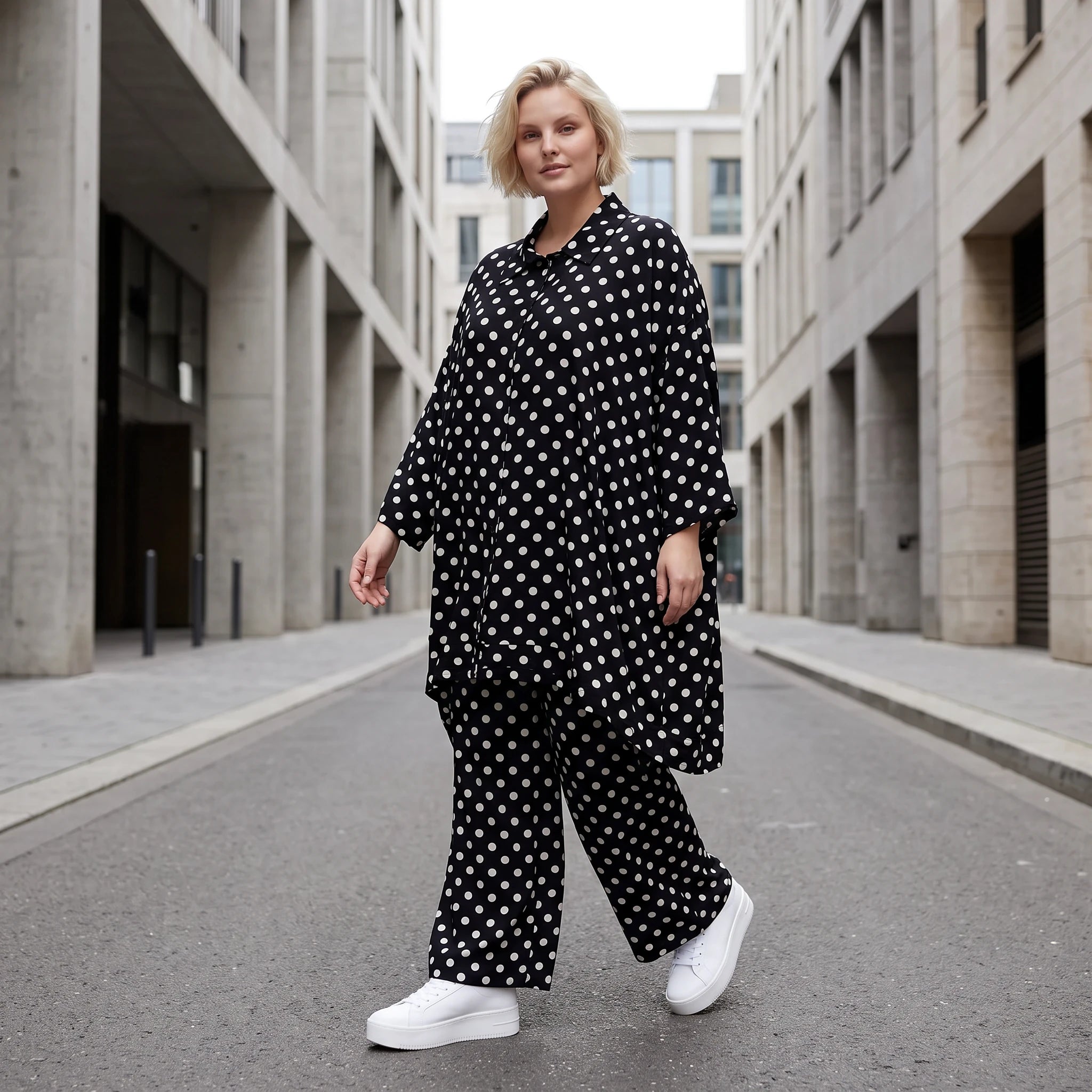 Damen Bluse Lagenlook Viskose Schwarz/Weiß, A-Linie, Streifen, Knopfleiste, Oversize große Größen – AKH Premium