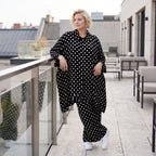 Damen Bluse Lagenlook Viskose Schwarz/Weiß, A-Linie, Streifen, Knopfleiste, Oversize große Größen – AKH Premium