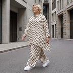 Damen Bluse Lagenlook Viskose Weiß/Schwarz, A-Linie, Punkte, Knopfleiste, Oversize große Größen – AKH Premium