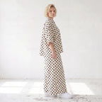 Damen Hose Lagenlook Viskose Weiß/Schwarz, Punkte, Oversize große Größen – AKH Premium