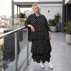 Damen Rock Lagenlook Viskose Schwarz/Weiß, Ballonform, Punkte, Oversize große Größen – AKH Premium