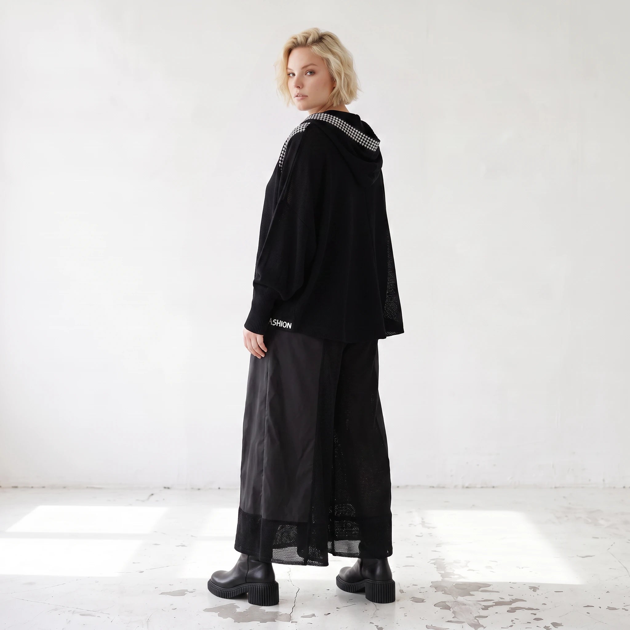 Damen Hose Lagenlook Baumwolle Schwarz, weites Bein, Oversize große Größen – AKH Premium