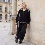 Damen Hose Lagenlook Baumwolle Schwarz, weites Bein, Oversize große Größen – AKH Premium