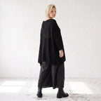 Damen Shirt Lagenlook Baumwolle Schwarz, asymmetrisch, U-Ausschnitt, Oversize große Größen – AKH Premium