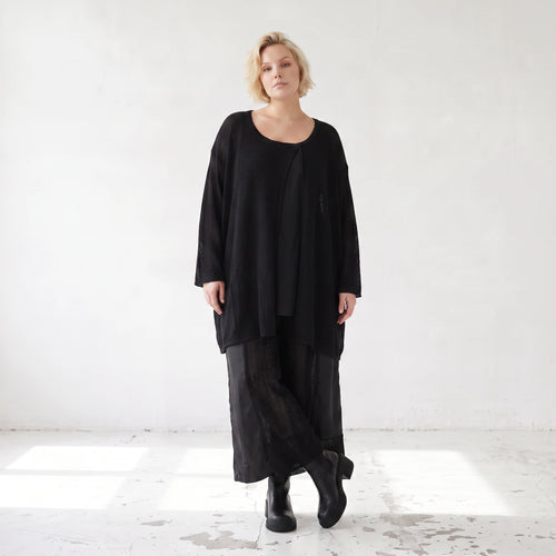 Damen Shirt Lagenlook Baumwolle Schwarz, A-Linie, Oversize große Größen – AKH Premium
