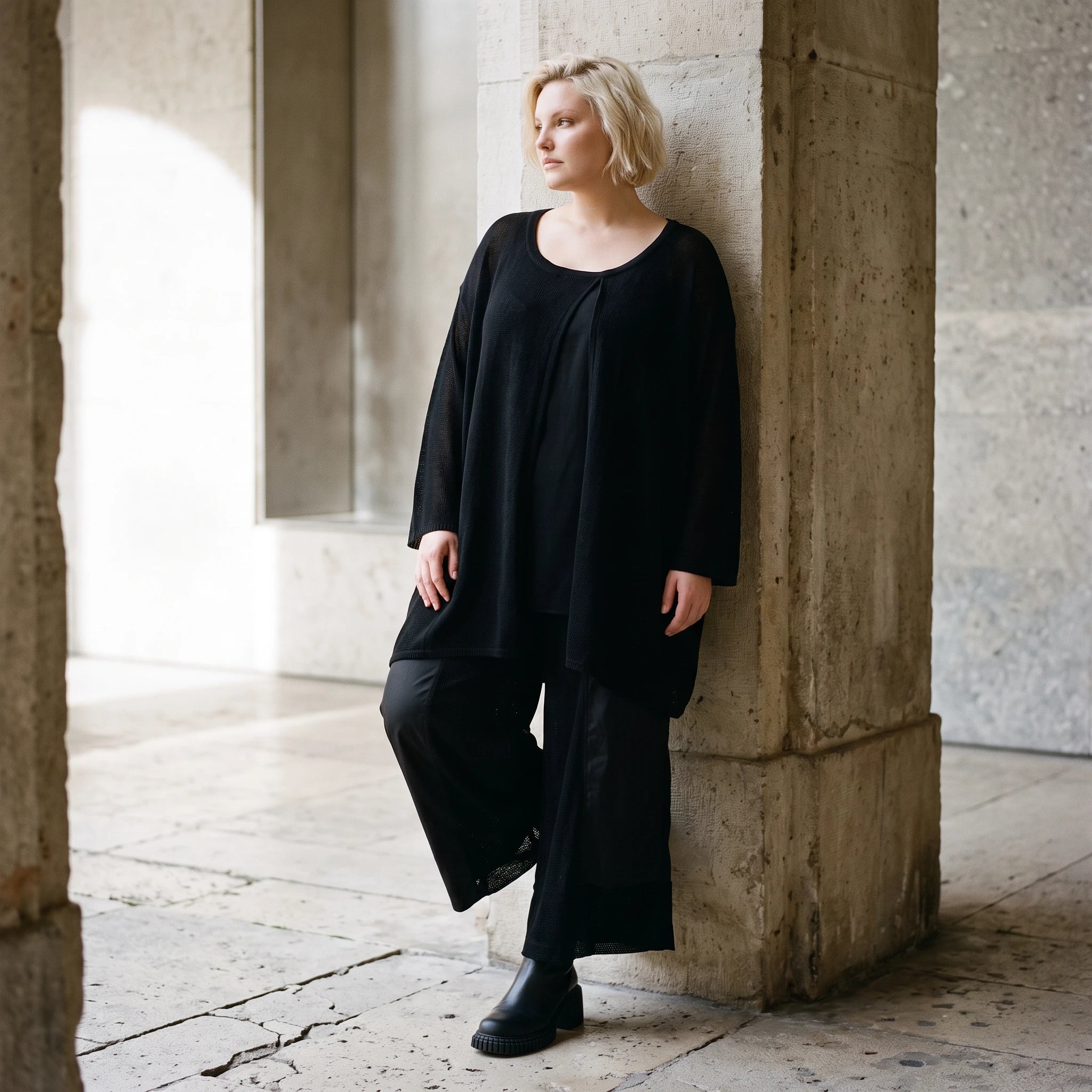 Damen Shirt Lagenlook Baumwolle Schwarz, A-Linie, Oversize große Größen – AKH Premium