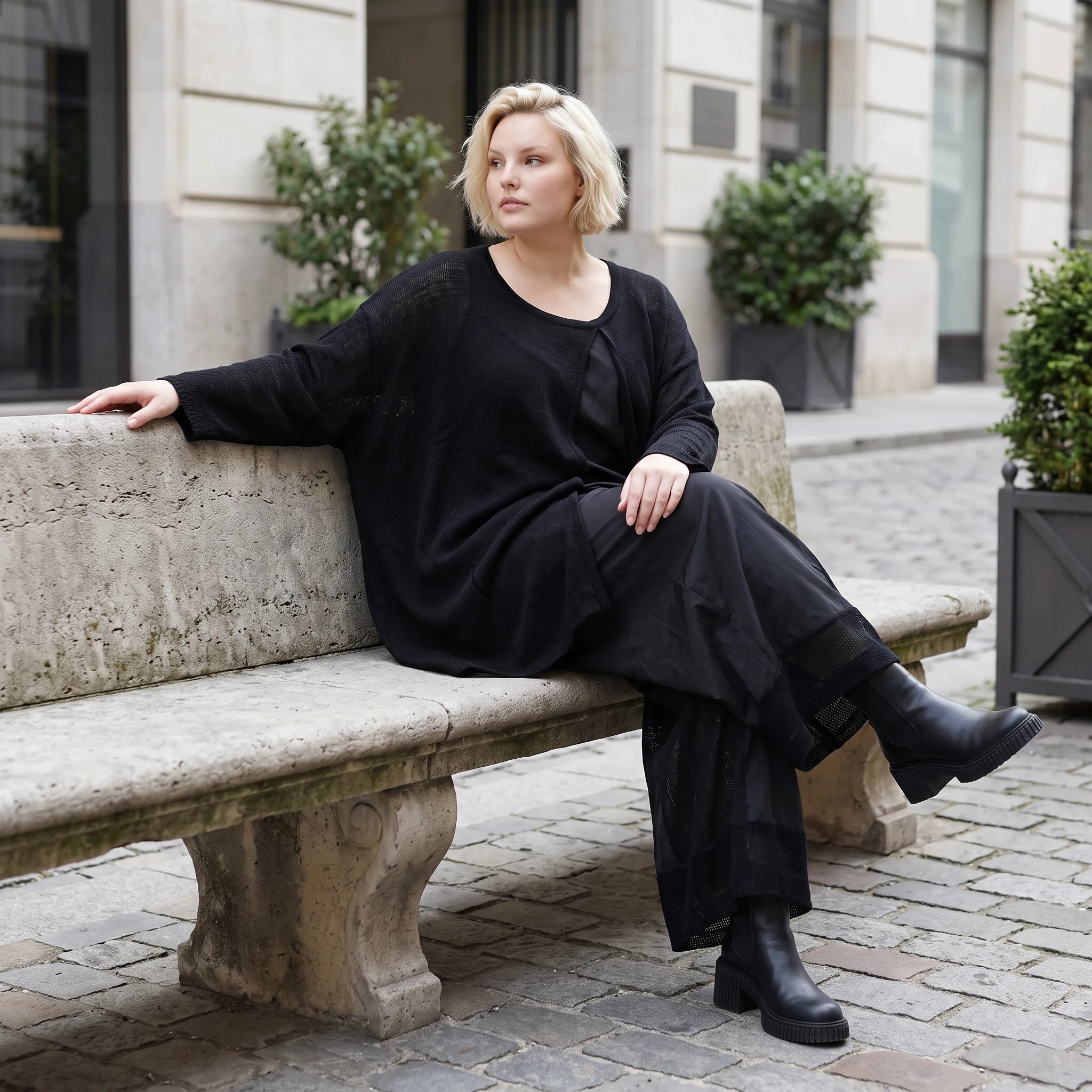 Damen Shirt Lagenlook Baumwolle Schwarz, A-Linie, Oversize große Größen – AKH Premium